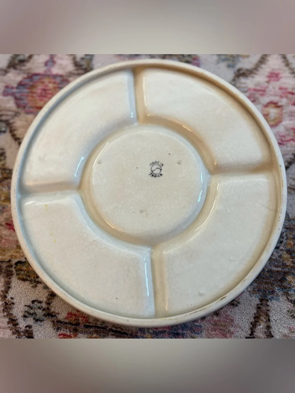Vintage Japanese Moriyama Mori-Machi Hand-Painted Divided Relish Serving Plate
